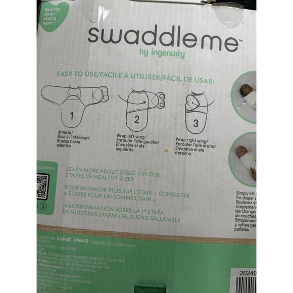 Swaddle Me, By Ingenuity, Monogram SwaddleMe, Stage 1, Size 0-3M, 3 Pk-New - Picture 6 of 6